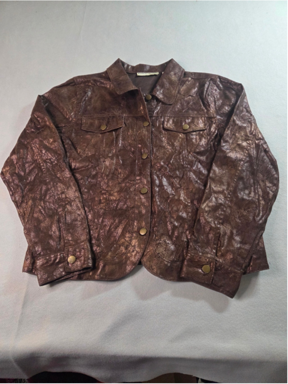 Women's Bamboo Traders Brown Bronze Leather Jacket Size L